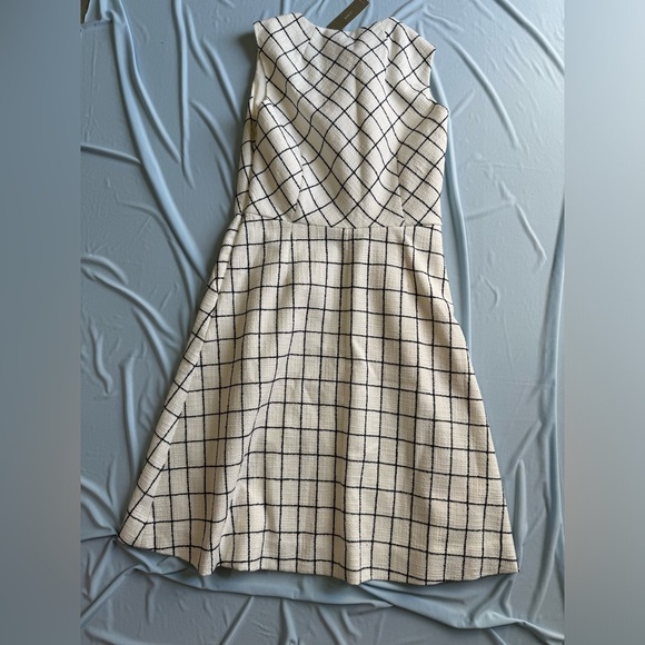 J. Crew White and Black Grid Midi Dress - Picture 7 of 8